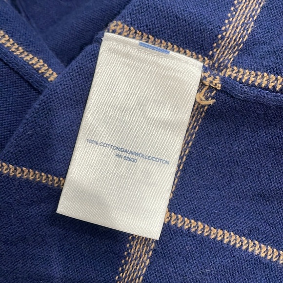 Lands End Lightweight Cardigan Medium Open Front Blue Check Pockets Long Sleeve - Picture 8 of 9